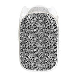 Black And White Graffiti Pattern Print Mesh Laundry Hamper