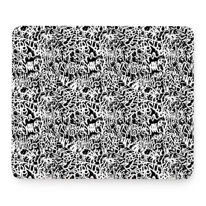 Black And White Graffiti Pattern Print Mouse Pad