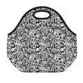 Black And White Graffiti Pattern Print Neoprene Lunch Bag