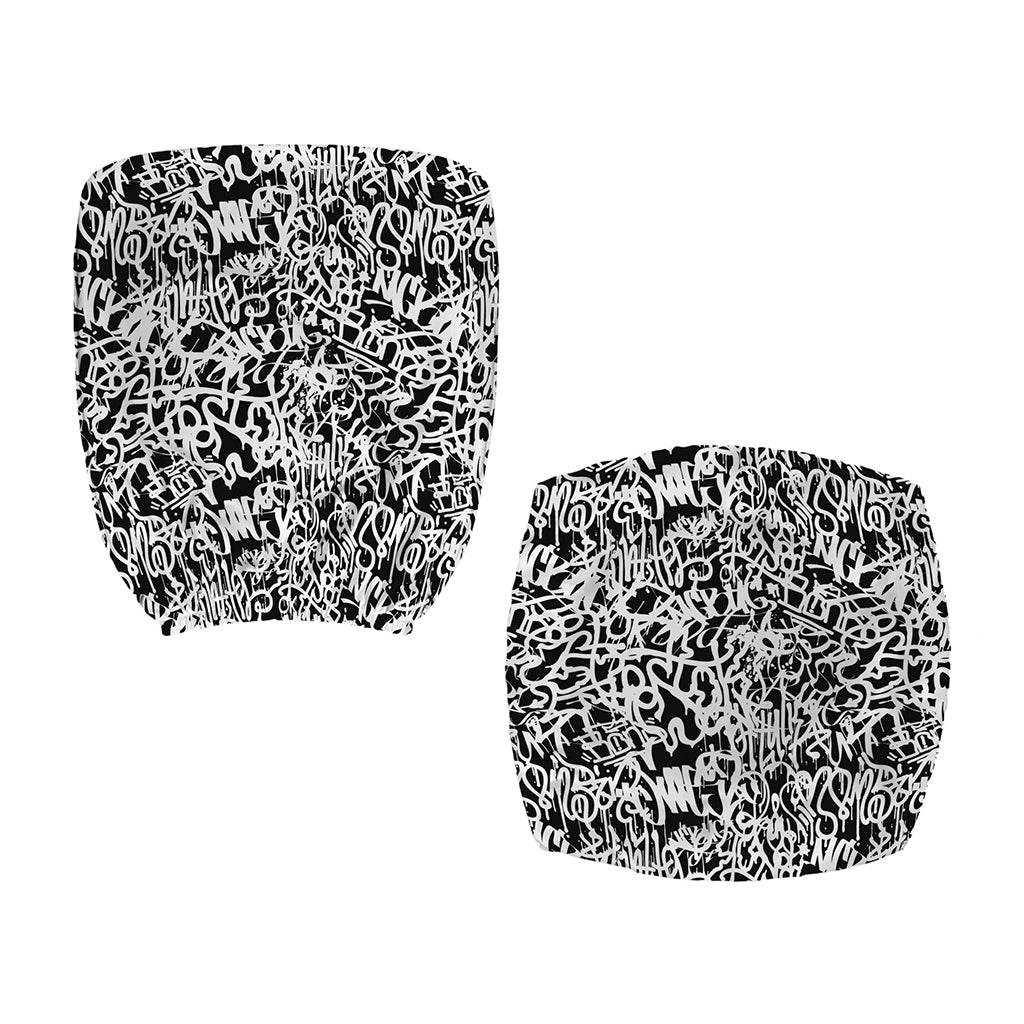 Black And White Graffiti Pattern Print Office Chair Cover