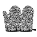 Black And White Graffiti Pattern Print Oven Mitts
