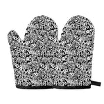 Black And White Graffiti Pattern Print Oven Mitts