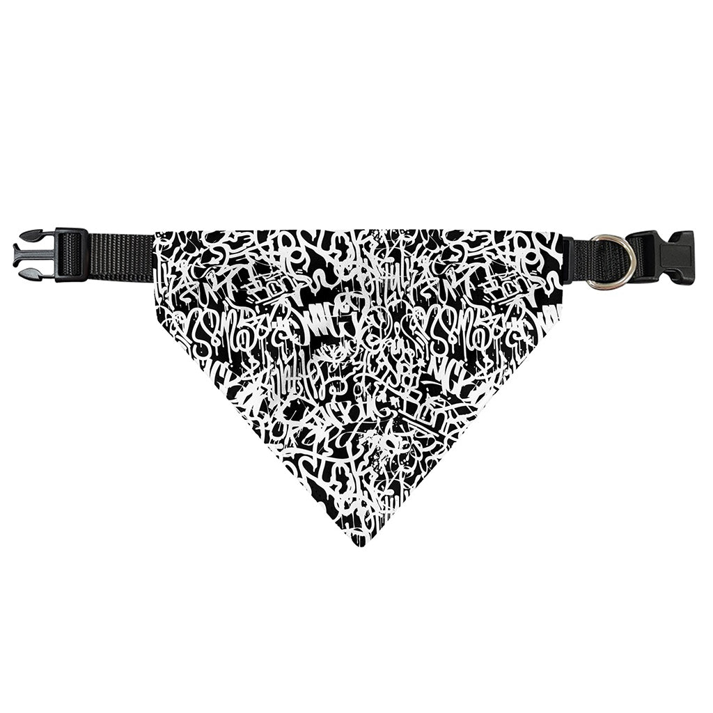 Black And White Graffiti Pattern Print Over The Collar Dog Bandana
