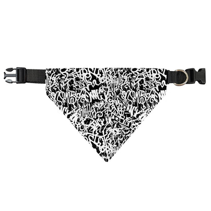 Black And White Graffiti Pattern Print Over The Collar Dog Bandana