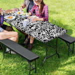 Black And White Graffiti Pattern Print Picnic Table Cover