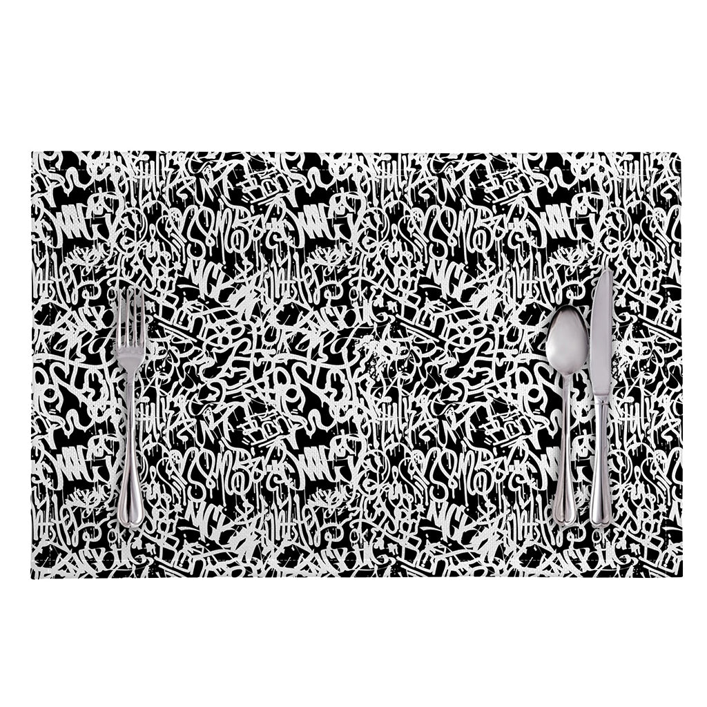 Black And White Graffiti Pattern Print Placemat
