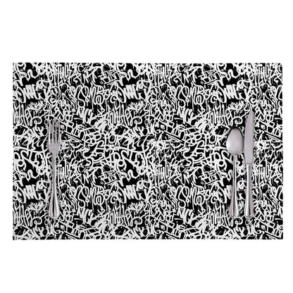 Black And White Graffiti Pattern Print Placemat