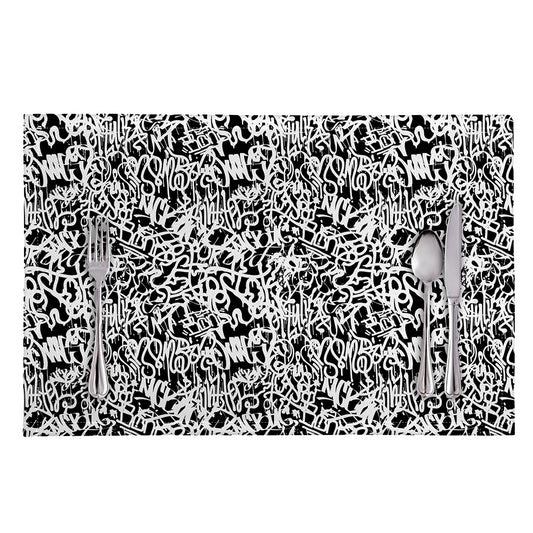 Black And White Graffiti Pattern Print Placemat