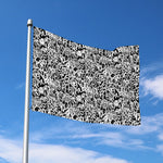 Black And White Graffiti Pattern Print Polyester Flag