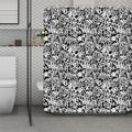 Black And White Graffiti Pattern Print Polyester Shower Curtain