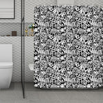 Black And White Graffiti Pattern Print Polyester Shower Curtain