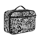 Black And White Graffiti Pattern Print Portable Lunch Bag