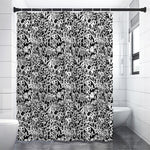 Black And White Graffiti Pattern Print Premium Shower Curtain