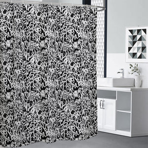 Black And White Graffiti Pattern Print Premium Shower Curtain