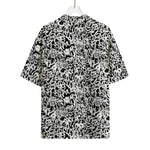 Black And White Graffiti Pattern Print Rayon Hawaiian Shirt