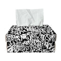 Black And White Graffiti Pattern Print Rectangle Tissue Box Cover