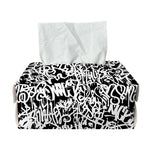 Black And White Graffiti Pattern Print Rectangle Tissue Box Cover