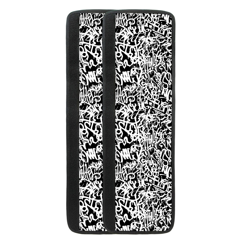 Black And White Graffiti Pattern Print Refrigerator Handle Covers