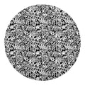 Black And White Graffiti Pattern Print Round Blanket