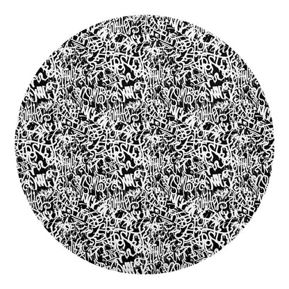Black And White Graffiti Pattern Print Round Blanket