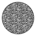 Black And White Graffiti Pattern Print Round Floor Mat