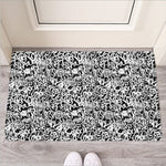 Black And White Graffiti Pattern Print Rubber Doormat