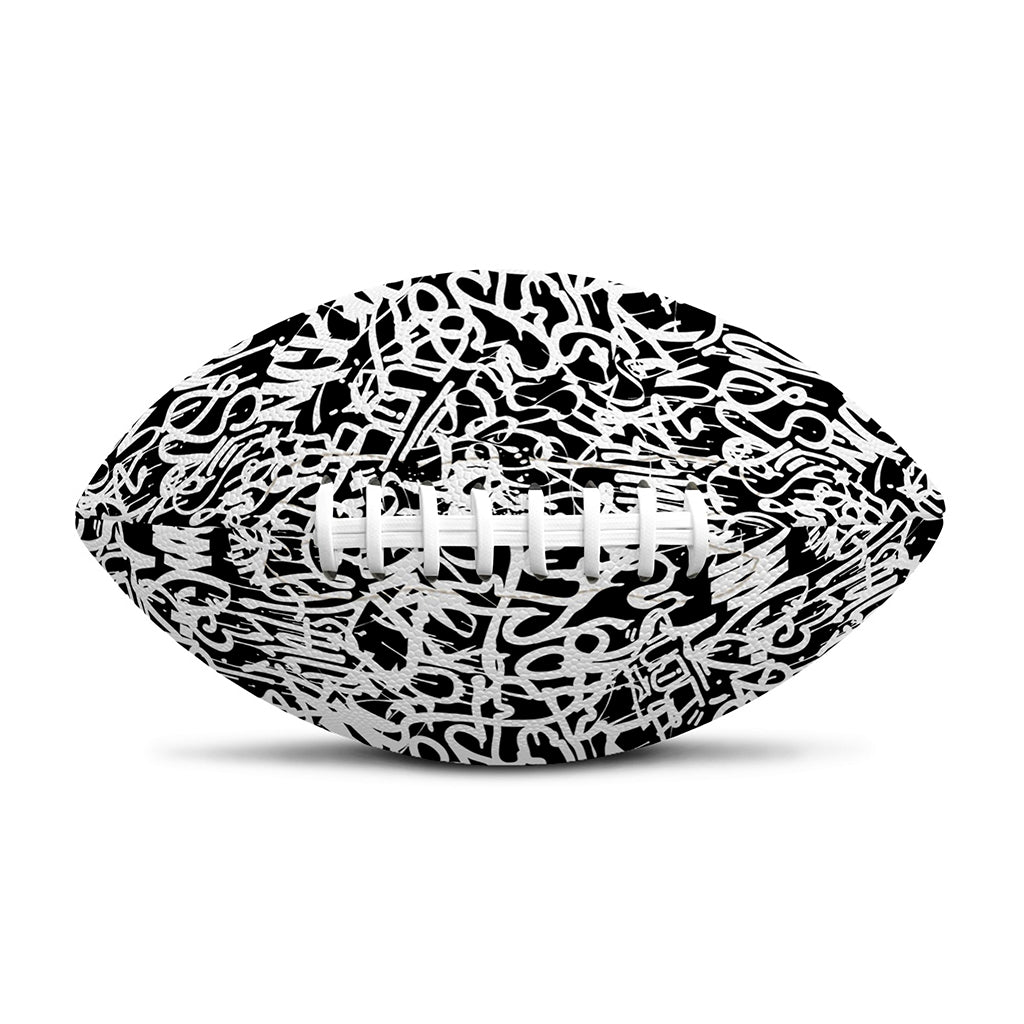 Black And White Graffiti Pattern Print Rugby Ball