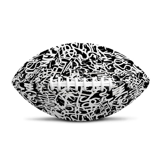 Black And White Graffiti Pattern Print Rugby Ball