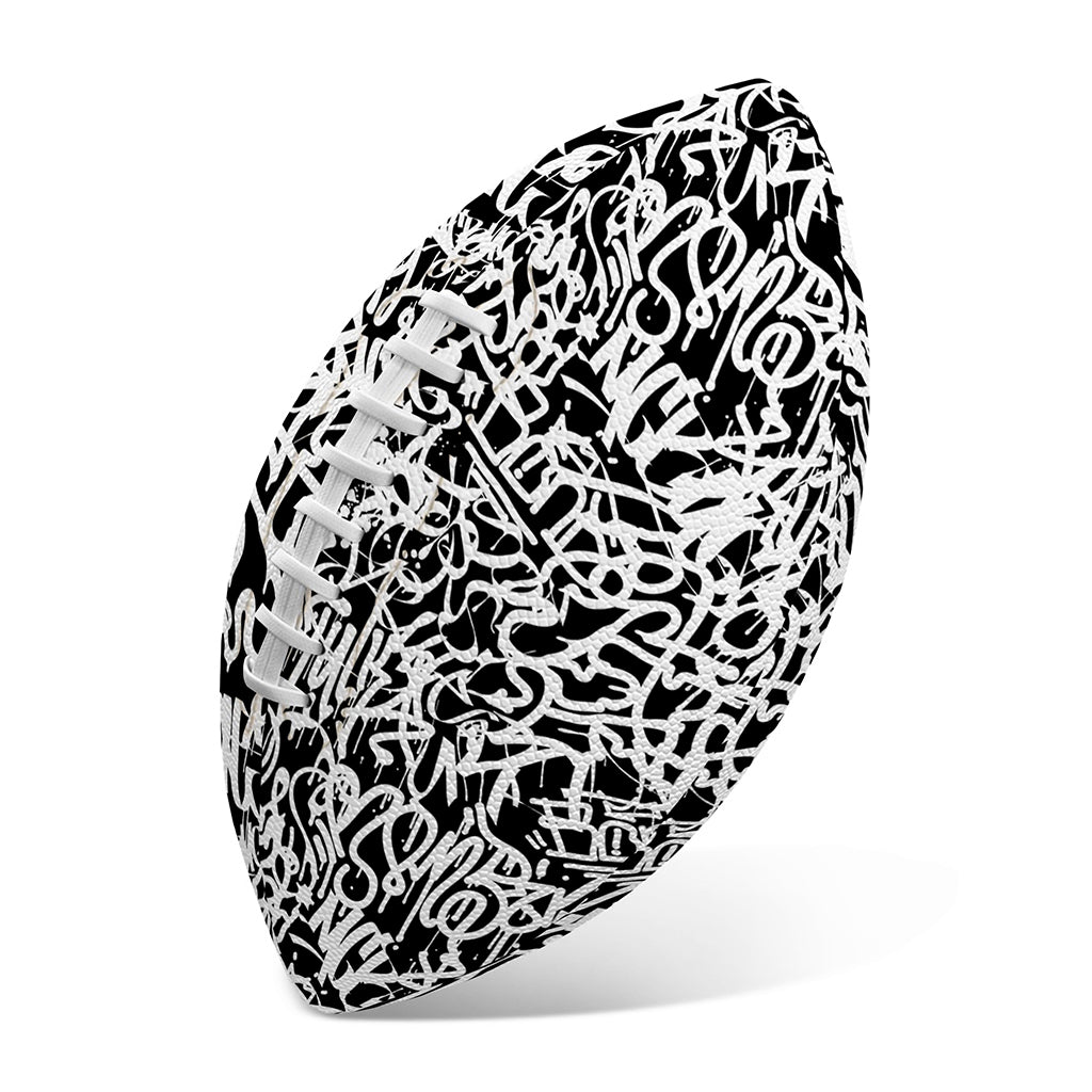 Black And White Graffiti Pattern Print Rugby Ball