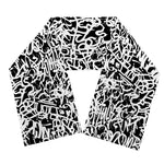 Black And White Graffiti Pattern Print Scarf