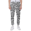 Black And White Graffiti Pattern Print Joggers