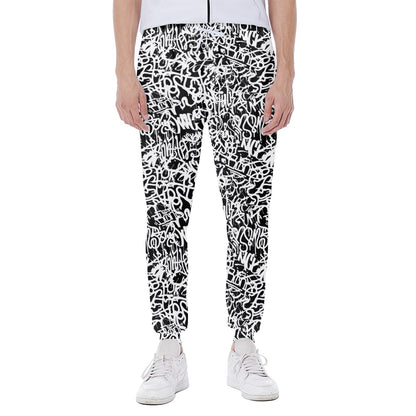 Black And White Graffiti Pattern Print Scuba Joggers