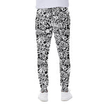 Black And White Graffiti Pattern Print Scuba Joggers