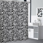 Black And White Graffiti Pattern Print Shower Curtain