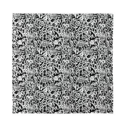 Black And White Graffiti Pattern Print Silk Bandana