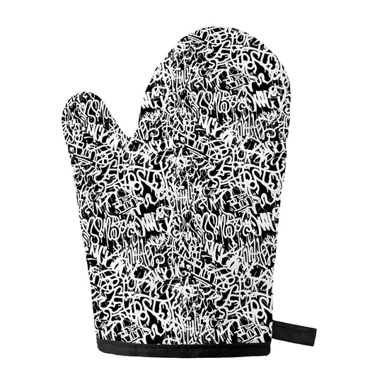 Black And White Graffiti Pattern Print Single Oven Mitt