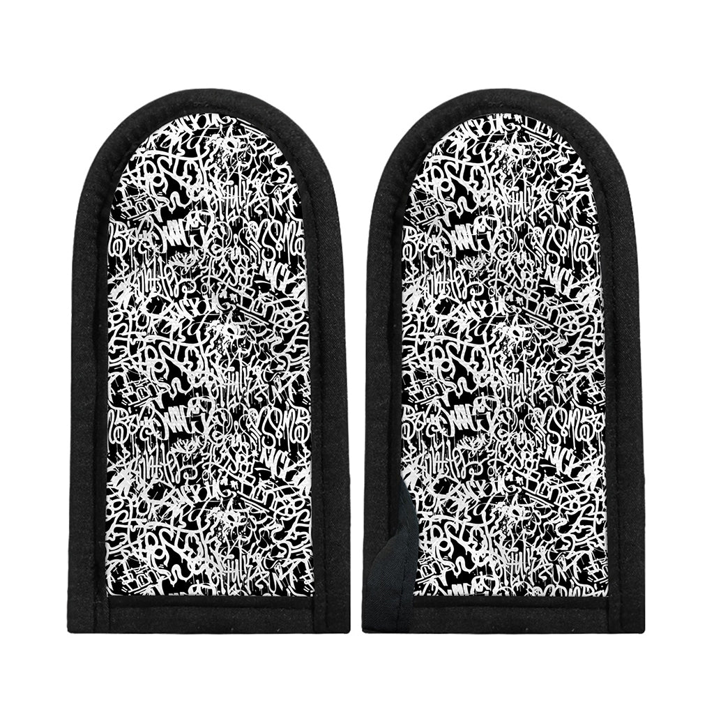 Black And White Graffiti Pattern Print Skillet Handle Cover