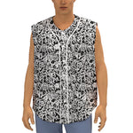 Black And White Graffiti Pattern Print Sleeveless Baseball Jersey