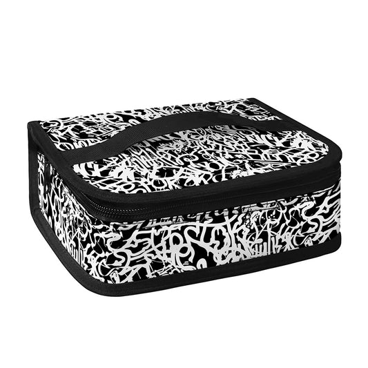 Black And White Graffiti Pattern Print Small Lunch Bag