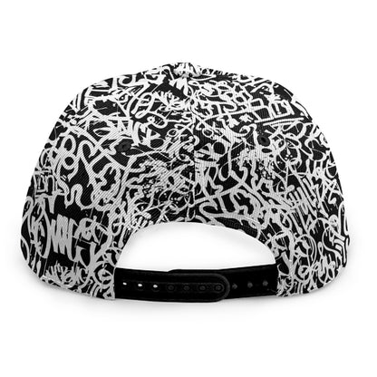 Black And White Graffiti Pattern Print Snapback Cap