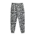 Black And White Graffiti Pattern Print Sweatpants