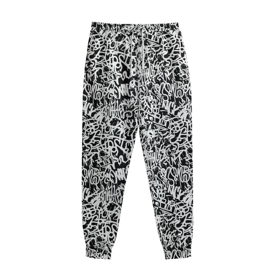 Black And White Graffiti Pattern Print Sweatpants