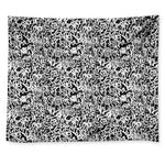 Black And White Graffiti Pattern Print Tapestry