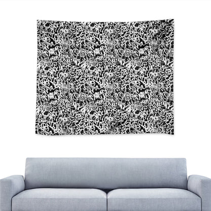 Black And White Graffiti Pattern Print Tapestry