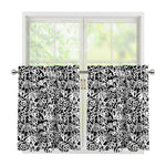 Black And White Graffiti Pattern Print Tier Curtains