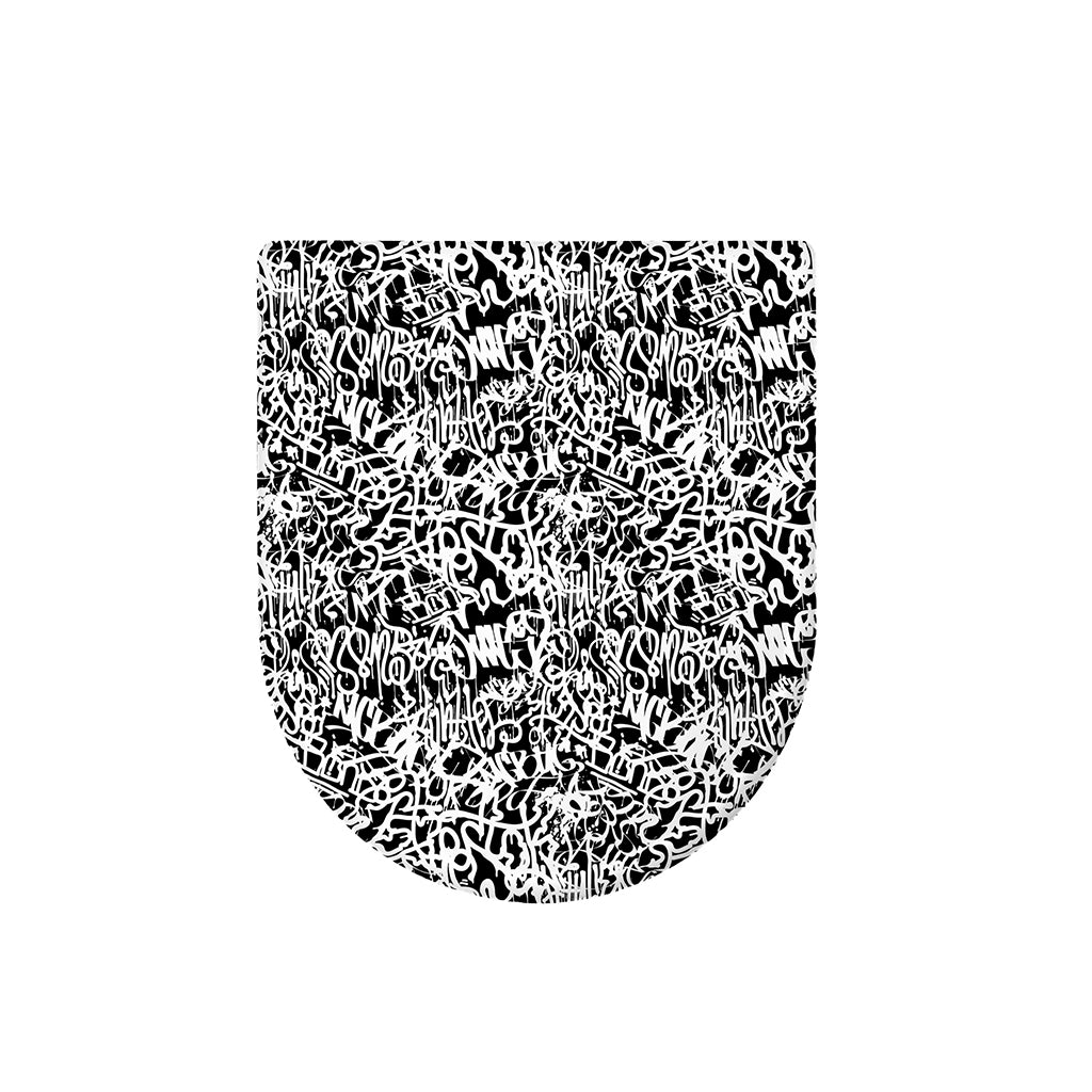 Black And White Graffiti Pattern Print Toilet Lid Cover