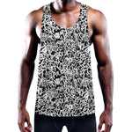 Black And White Graffiti Pattern Print Training Tank Top