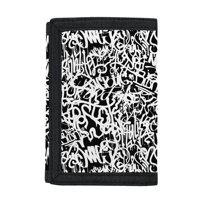 Black And White Graffiti Pattern Print Trifold Wallet