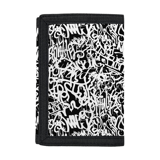Black And White Graffiti Pattern Print Trifold Wallet
