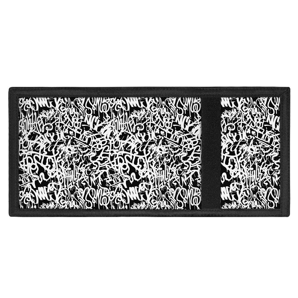 Black And White Graffiti Pattern Print Trifold Wallet